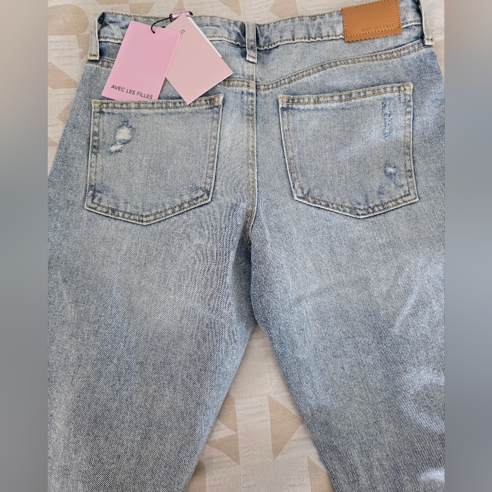 Avec Les Filles Light Blue Distressed Jeans - Picture 2 of 4